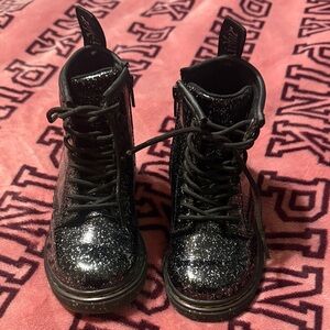 Dr. Martens Air Wair Toddler 1460 Black Glitter Leather Patent Boots- Size 8